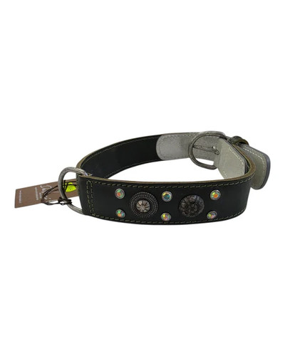 Collare cane cuoio verde con - collare,