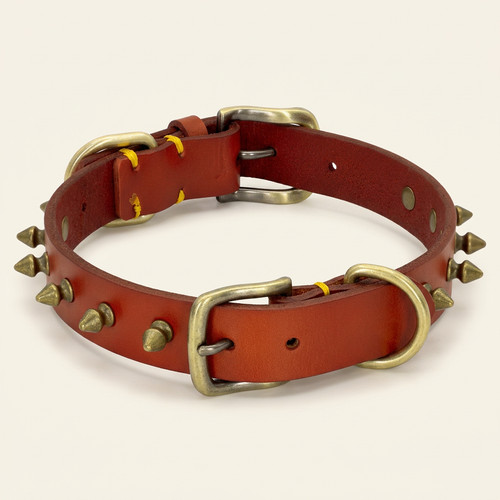 Collare pelle cani borchie - pelle,